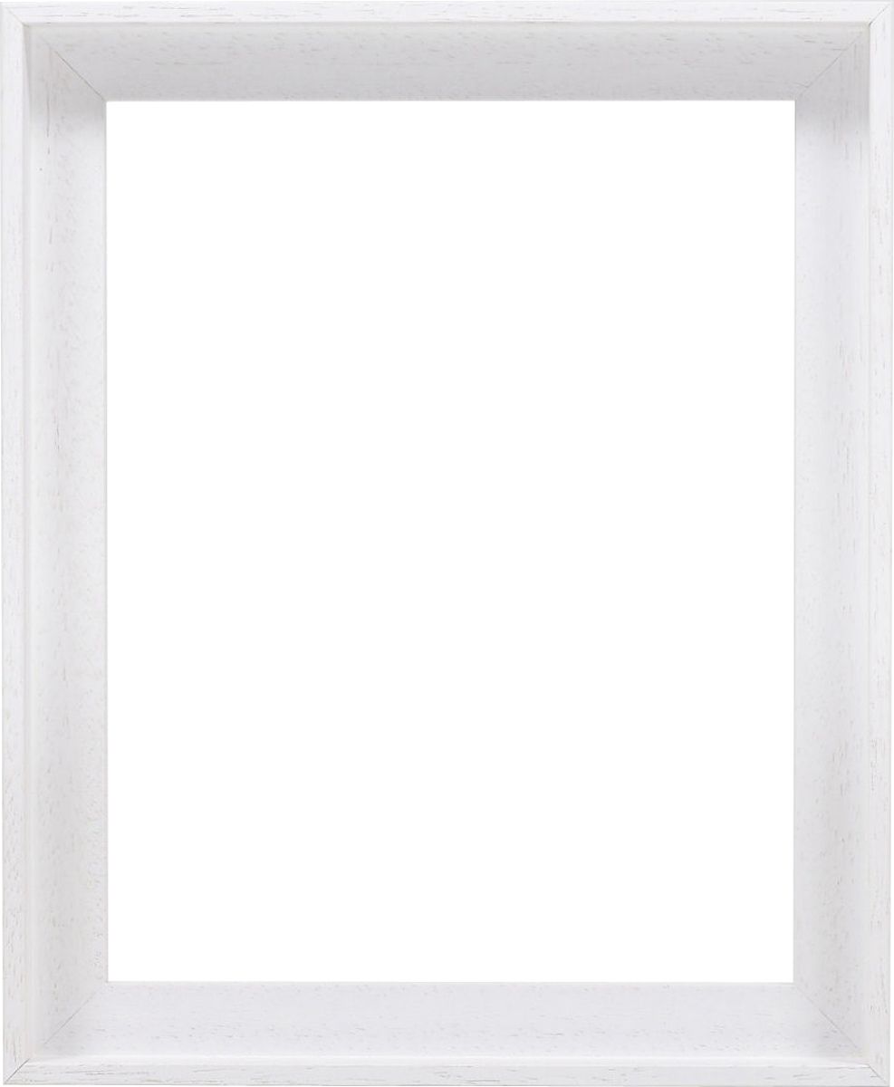 Vista frontal de un marco de sombra blanco de poro abierto para lienzos