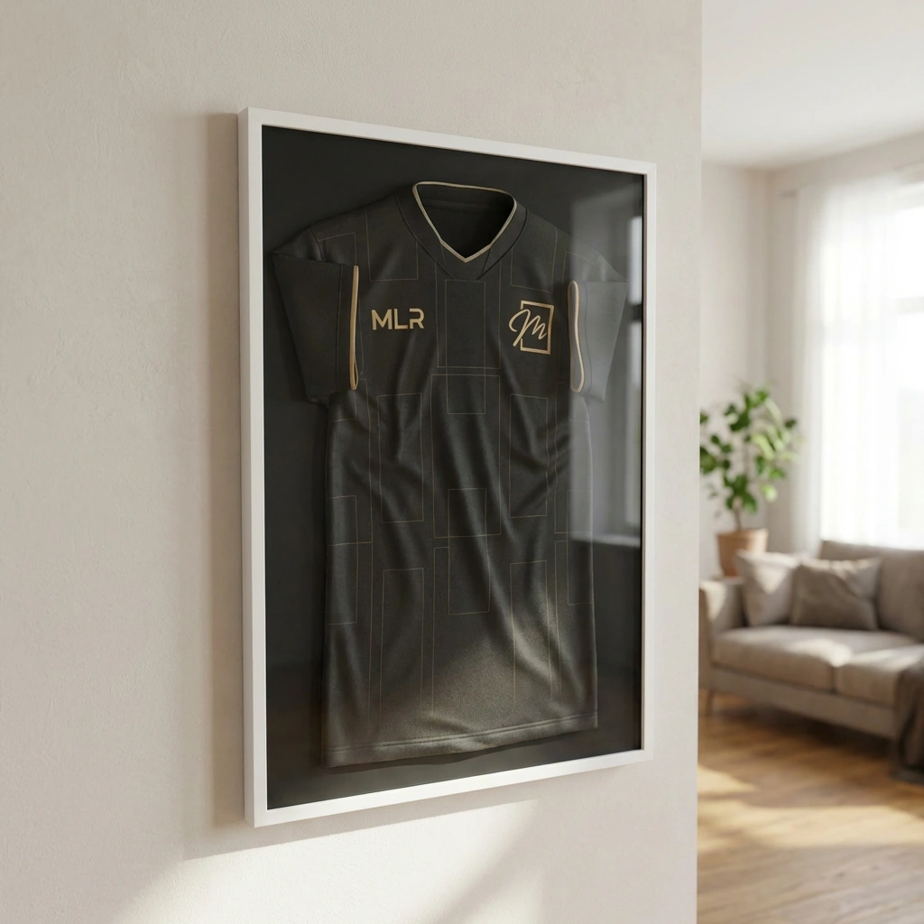 Marco para camiseta en blanco con fondo negro