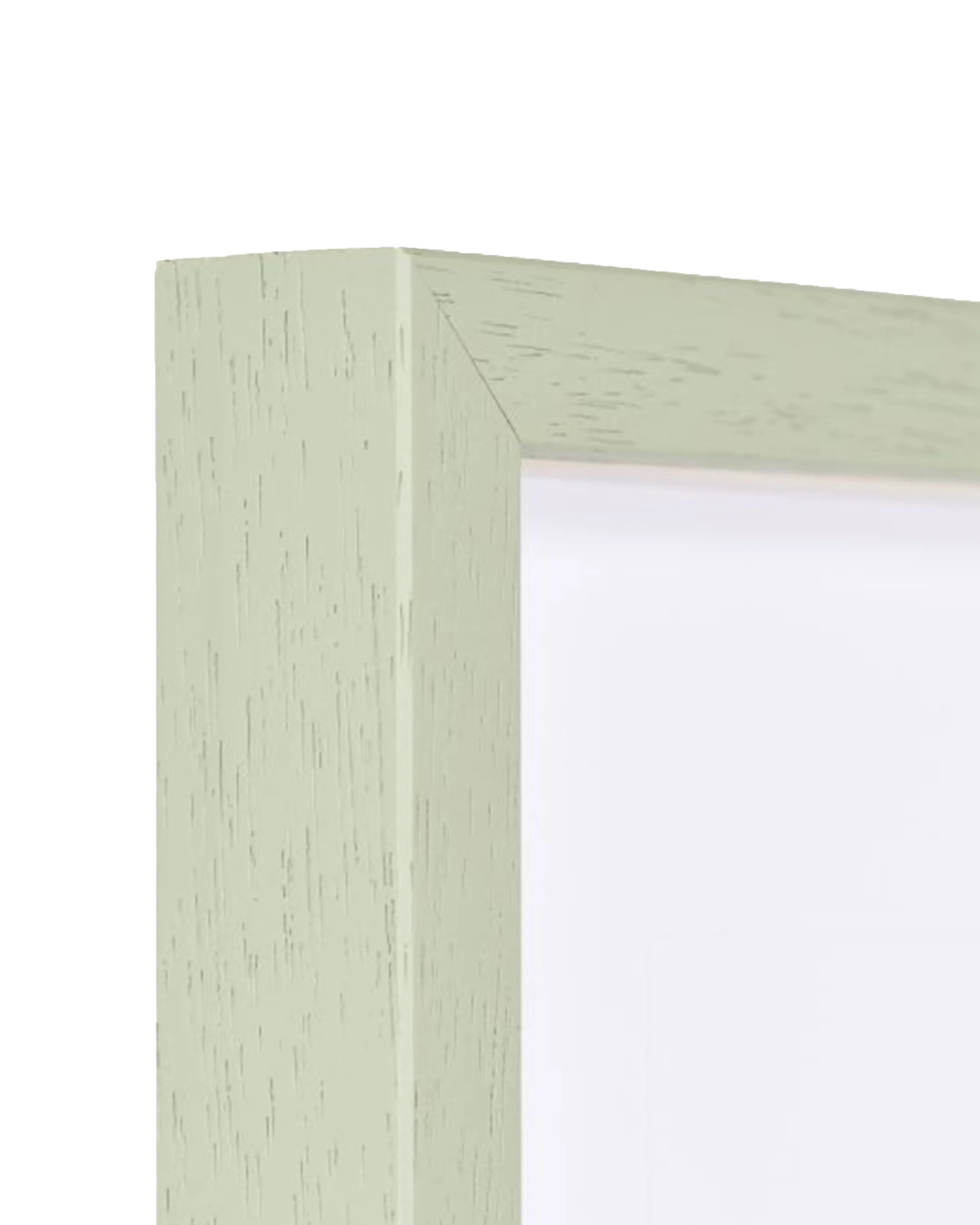 Marco de madera Nele con distanciador verde – vista de detalle