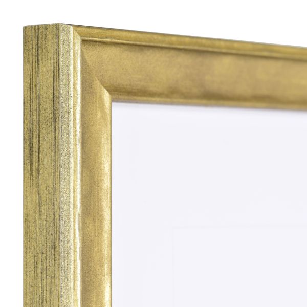 Vista de la esquina de un marco de madera negro y elegante