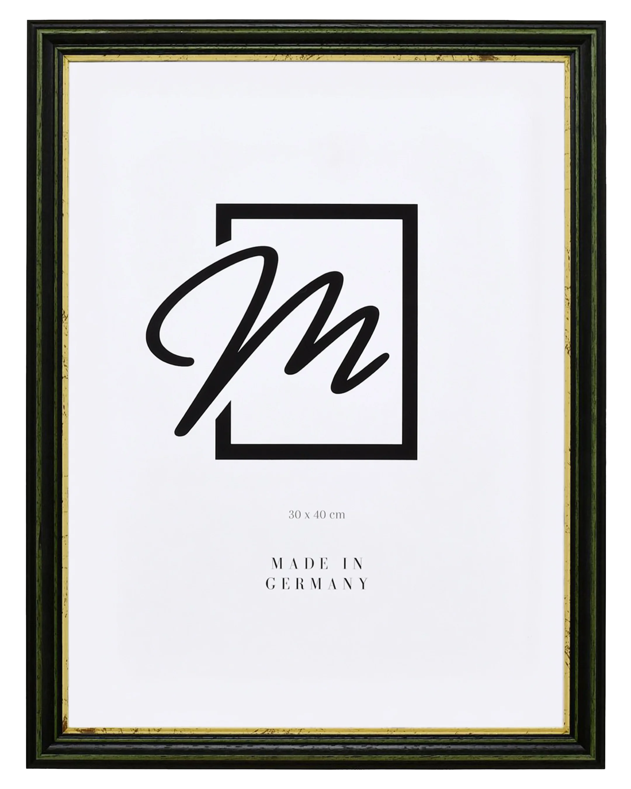 Marco de madera Annelie verde – vista frontal