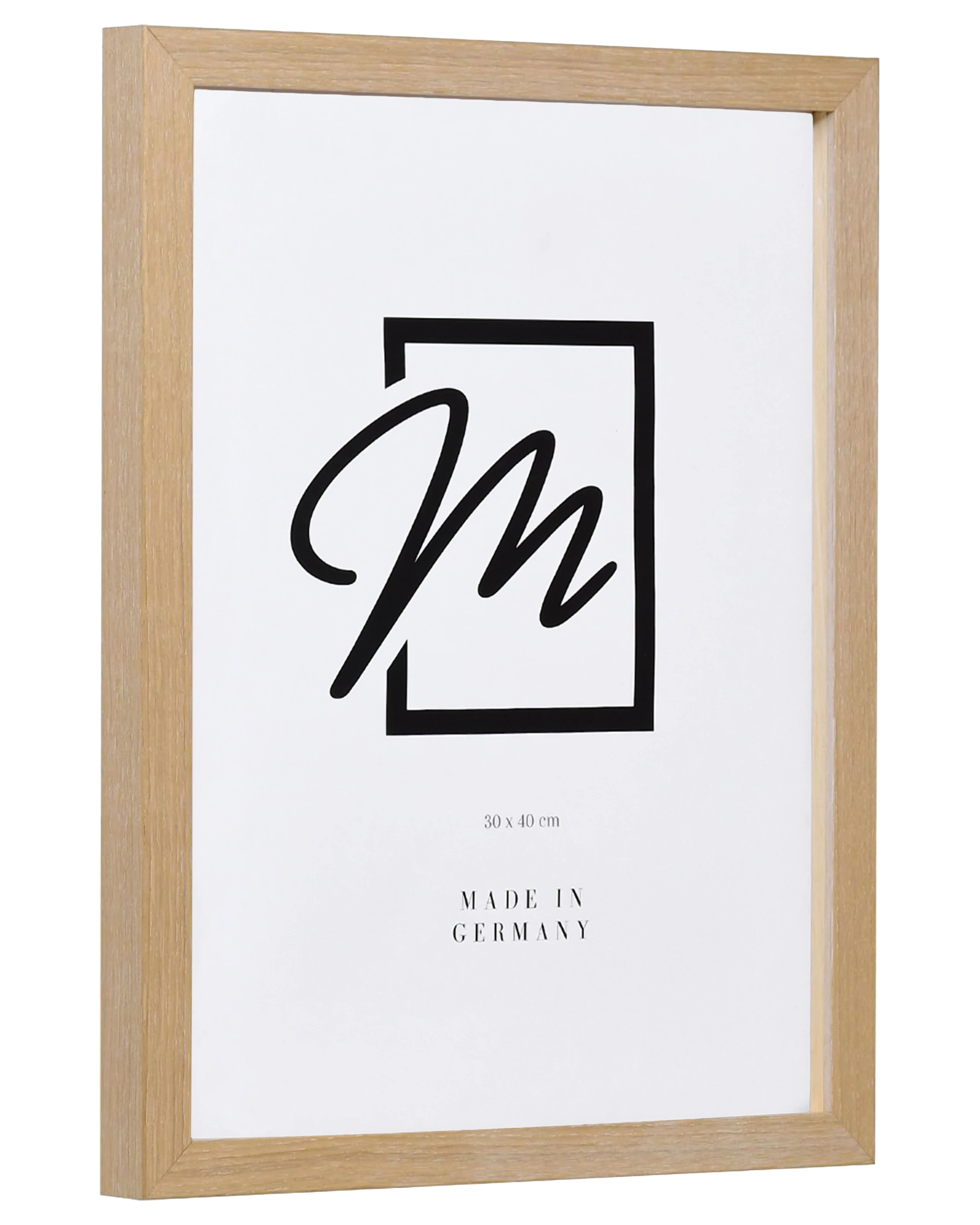 Marco de madera Leonie con distanciador roble blanqueado – vista lateral