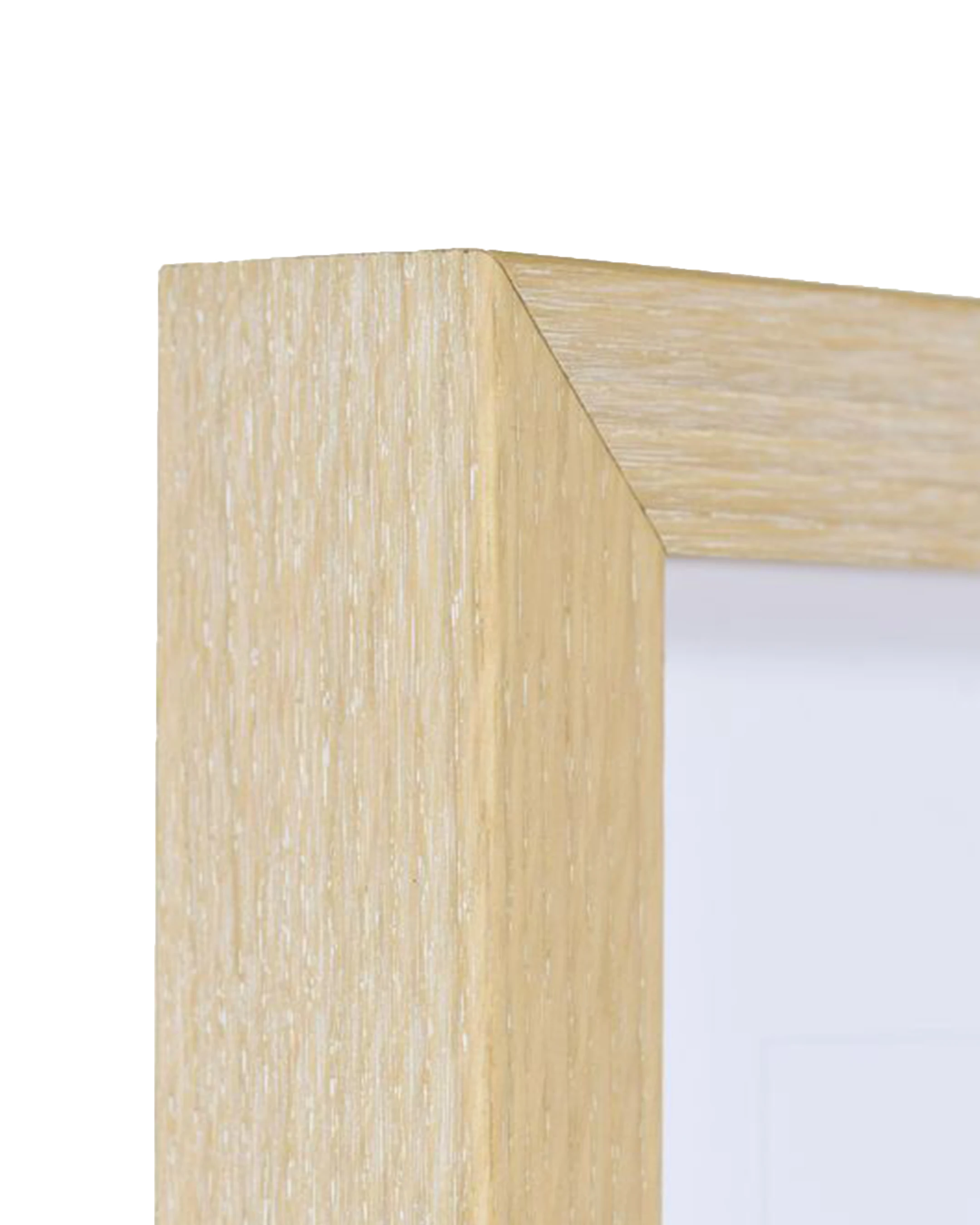 Marco de madera Leonie con distanciador roble blanqueado – vista de detalle