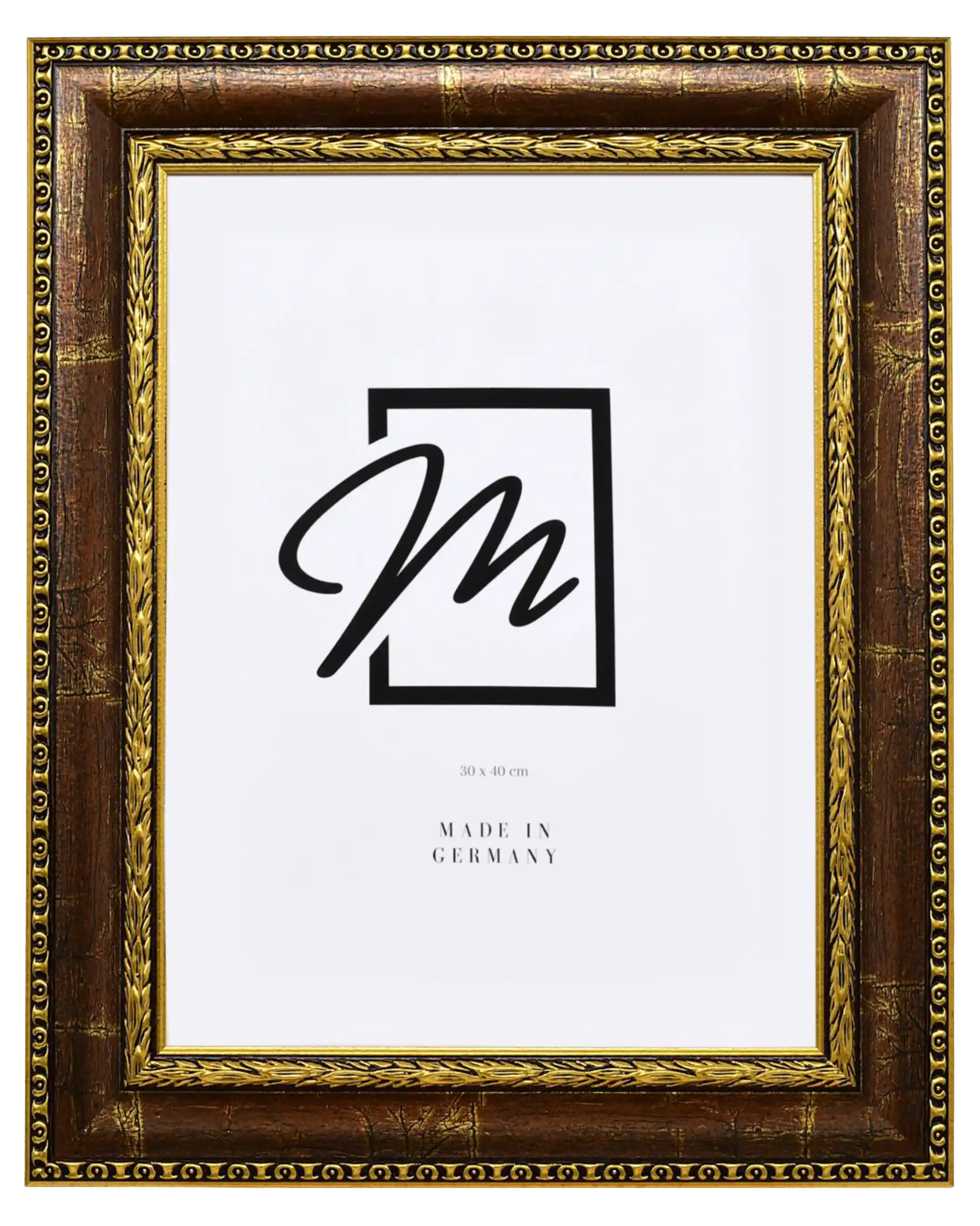 Marco barroco de madera Olivia marrón – vista frontal